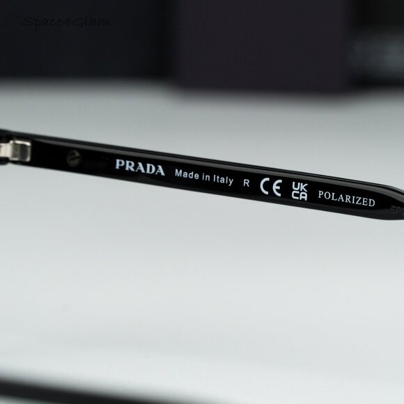 Prada Men Sunglasses Black Polarized Round PRB51S 1AB5Z1 NEW AUTHENTIC - Picture 7 of 11